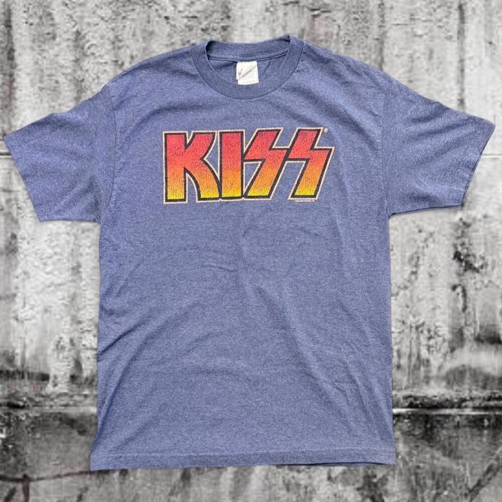 Vintage 2003 KISS Logo T-Shirt Blue Alstyle AAA Made in USA Large